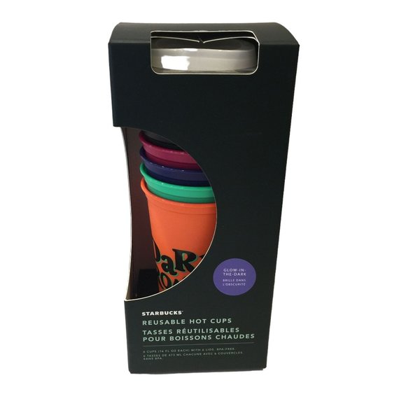 Starbucks 2020 Glow in the Dark Halloween Reusable Hot Cups 16 oz Set of 6 - Picture 1 of 2